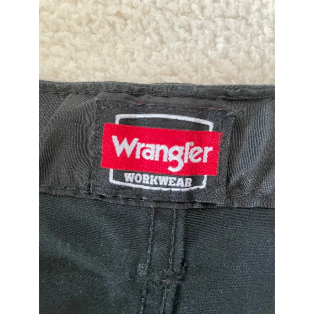 Wrangler Mens 38x30 Workwear Cargo Pants Black Cotton Blend Utility Service